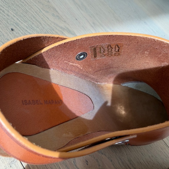 Isabel Marant Size 37 Tan Leather and Wood Clogs, with Chrome Studs - Never Worn - Picture 5 of 7